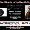 Tom Morello certificate of authenticity from the autograph bank
