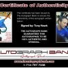 Tony Hawk certificate of authenticity from the autograph bank