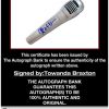 Towanda Braxton certificate of authenticity from the autograph bank