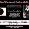 Travis Barker certificate of authenticity from the autograph bank