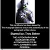 Troy Baker certificate of authenticity from the autograph bank