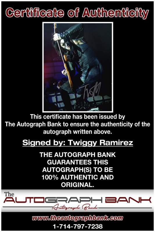 Twiggy Ramirez certificate of authenticity from the autograph bank