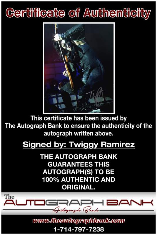 Twiggy Ramirez certificate of authenticity from the autograph bank