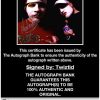 Twiztid certificate of authenticity from the autograph bank
