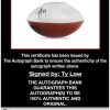 Ty Law certificate of authenticity from the autograph bank