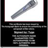 Tyga certificate of authenticity from the autograph bank