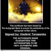 Vladimir Tarasenko certificate of authenticity from the autograph bank