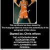Chris Wilcox certificate of authenticity from the autograph bank