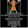 Chris Wilcox certificate of authenticity from the autograph bank