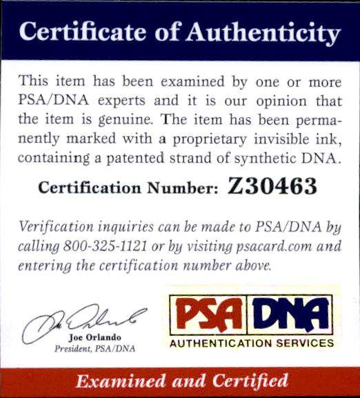Courtney Love certificate of authenticity from the autograph bank