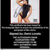 Demi Lovato certificate of authenticity from the autograph bank