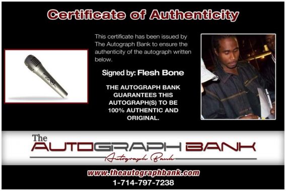 Flesh N Bone certificate of authenticity from the autograph bank
