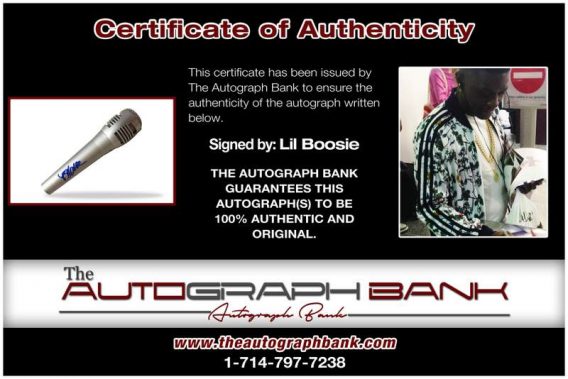 Lil Boosie certificate of authenticity from the autograph bank