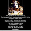 Marcus Camby certificate of authenticity from the autograph bank