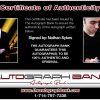 Nathan Sykes certificate of authenticity from the autograph bank