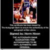 Norm Nixon certificate of authenticity from the autograph bank