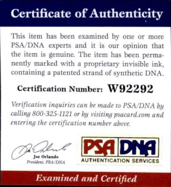 Snoop Dog certificate of authenticity from the autograph bank