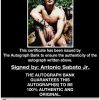 Antonio Sabato Jr certificate of authenticity from the autograph bank