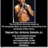 Antonio Sabato Jr certificate of authenticity from the autograph bank