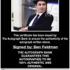 Ben Feldman certificate of authenticity from the autograph bank