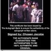 Chosen Jacobs certificate of authenticity from the autograph bank