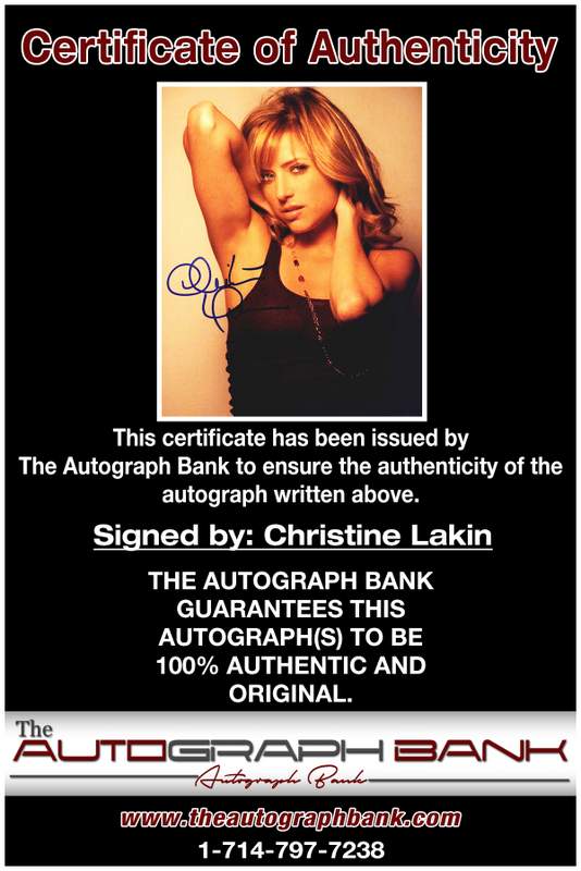 Christine Lakin certificate of authenticity from the autograph bank
