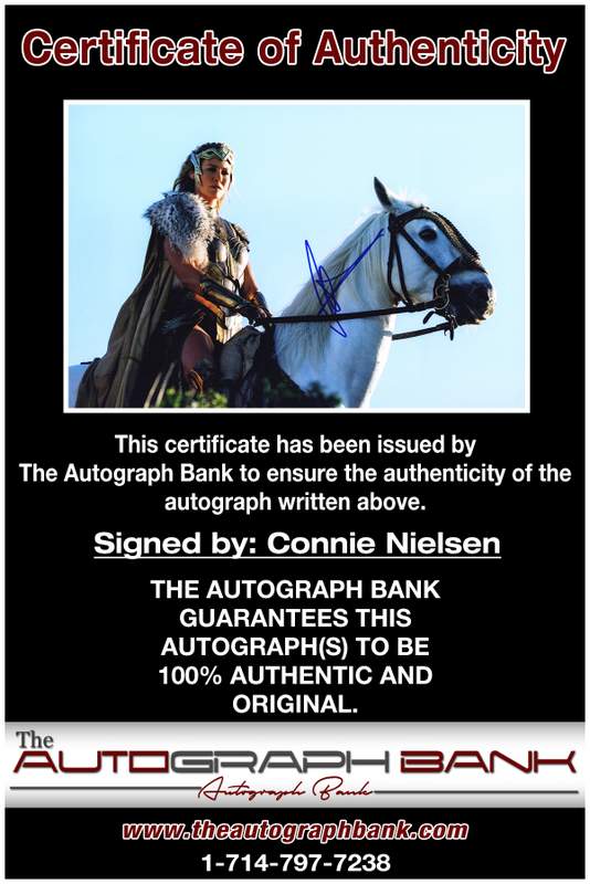Connie Nielsen certificate of authenticity from the autograph bank