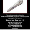 Cypress Hill certificate of authenticity from the autograph bank