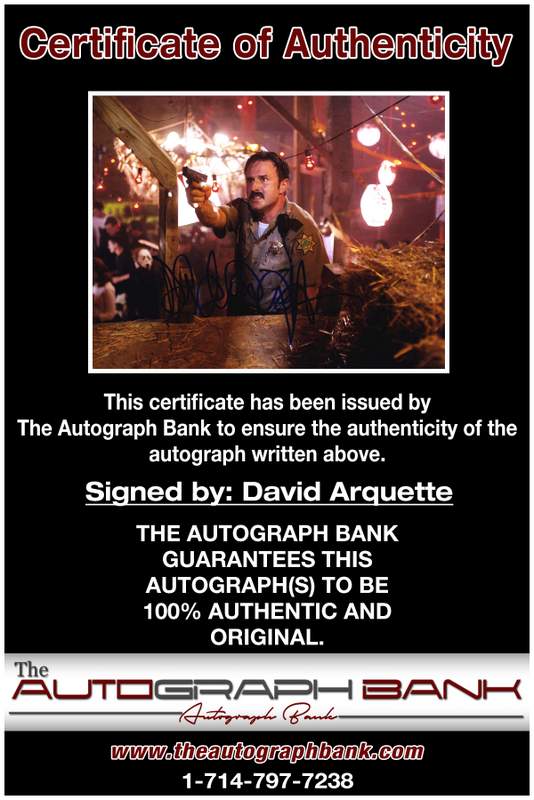 David Arquette certificate of authenticity from the autograph bank