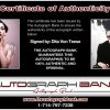 Dita Von Teese certificate of authenticity from the autograph bank
