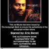 Eric Benet certificate of authenticity from the autograph bank