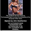 Erin Heatherton certificate of authenticity from the autograph bank