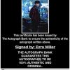 Ezra Miller certificate of authenticity from the autograph bank