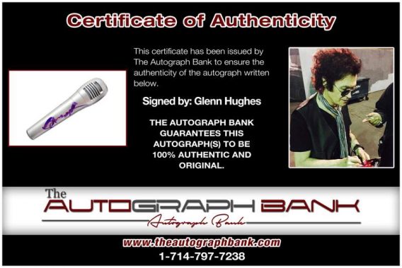 Glenn Hughes certificate of authenticity from the autograph bank