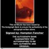 Hampton Fancher certificate of authenticity from the autograph bank