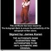 James Karen certificate of authenticity from the autograph bank