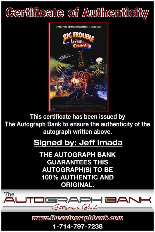 Jeff Imada certificate of authenticity from the autograph bank