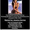 Jessica Gomes certificate of authenticity from the autograph bank