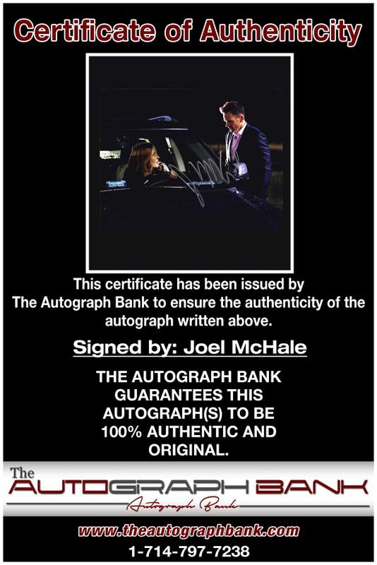 Joel Mchale certificate of authenticity from the autograph bank