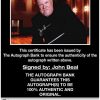 John Beal certificate of authenticity from the autograph bank