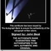 John Beal certificate of authenticity from the autograph bank
