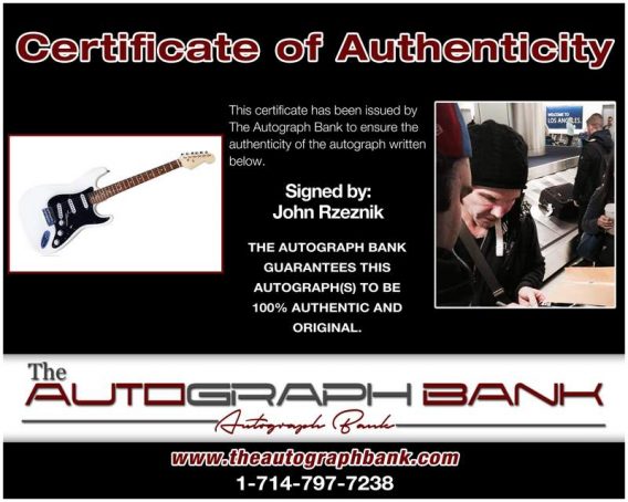 John Rzeznik certificate of authenticity from the autograph bank