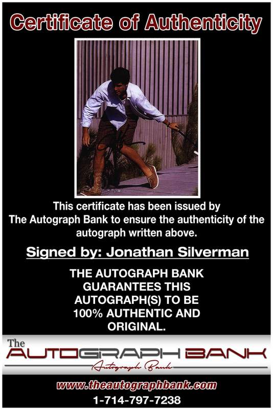 Jonathan Silverman certificate of authenticity from the autograph bank