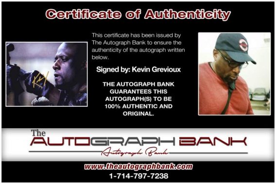Kevin Grevioux certificate of authenticity from the autograph bank