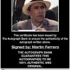 Martin Ferrero certificate of authenticity from the autograph bank