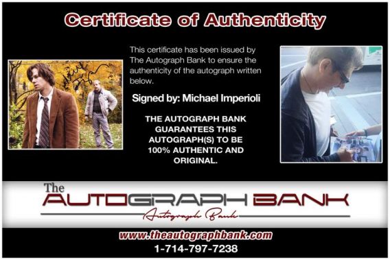 Michael Imperioli certificate of authenticity from the autograph bank