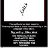 Mike Weir certificate of authenticity from the autograph bank