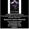 Nacho Vigalondo certificate of authenticity from the autograph bank