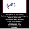 Nick Watney certificate of authenticity from the autograph bank