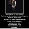 Portia Doubleday certificate of authenticity from the autograph bank
